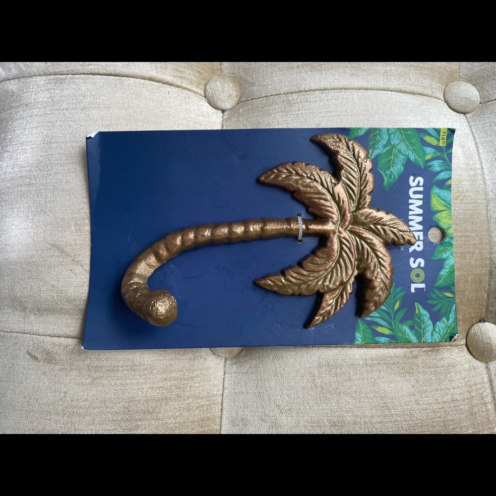 NW SUMMER SOL PALM TREE BRONZE METAL WALL HOOK